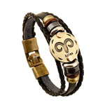 Astrology Sign Leather Bracelet for Men and Women