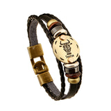 Astrology Sign Leather Bracelet for Men and Women