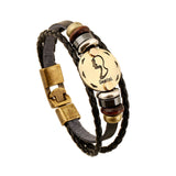 Astrology Sign Leather Bracelet for Men and Women