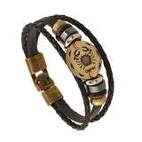 Astrology Sign Leather Bracelet for Men and Women