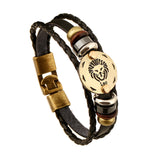 Astrology Sign Leather Bracelet for Men and Women