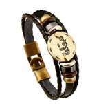 Astrology Sign Leather Bracelet for Men and Women