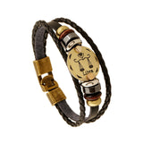 Astrology Sign Leather Bracelet for Men and Women