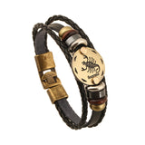 Astrology Sign Leather Bracelet for Men and Women