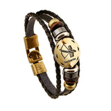 Astrology Sign Leather Bracelet for Men and Women