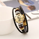 Astrology Sign Leather Bracelet for Men and Women