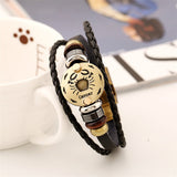 Astrology Sign Leather Bracelet for Men and Women