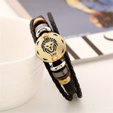 Astrology Sign Leather Bracelet for Men and Women