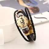 Astrology Sign Leather Bracelet for Men and Women