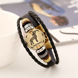 Astrology Sign Leather Bracelet for Men and Women