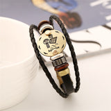 Astrology Sign Leather Bracelet for Men and Women