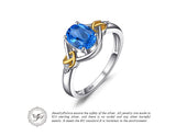 Heart Knot 1.5 ct Natural Blue Topaz 925 Sterling Silver 18K Yellow Gold Ring