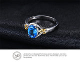 Heart Knot 1.5 ct Natural Blue Topaz 925 Sterling Silver 18K Yellow Gold Ring