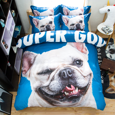 Bull Dog, Pug, German Shepherd Bedding Set.