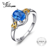 Heart Knot 1.5 ct Natural Blue Topaz 925 Sterling Silver 18K Yellow Gold Ring