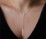 1pc Charming Gold Tone Bar Circle Lariat Multi layer Chain Necklaces