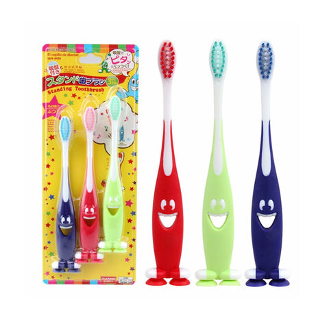 Kids 3Pcs/lot Ultra Soft cartoon Smile antibacterial tooth brush