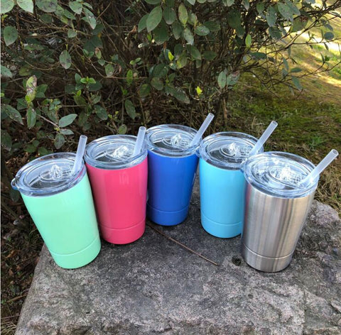 10pcs Stainless Steel tumbler wine glasses with Straw