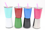 10pcs Stainless Steel tumbler wine glasses with Straw