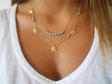 1pc Charming Gold Tone Bar Circle Lariat Multi layer Chain Necklaces