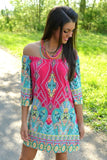 Beach printing  slash collar  Regular sleeve  vestidos