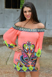 Beach printing  slash collar  Regular sleeve  vestidos