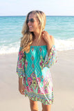 Beach printing  slash collar  Regular sleeve  vestidos