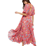 Long Maxi Dresses Floral Print  Boho Hippie Robe Vestidos