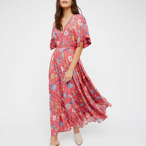 Long Maxi Dresses Floral Print  Boho Hippie Robe Vestidos